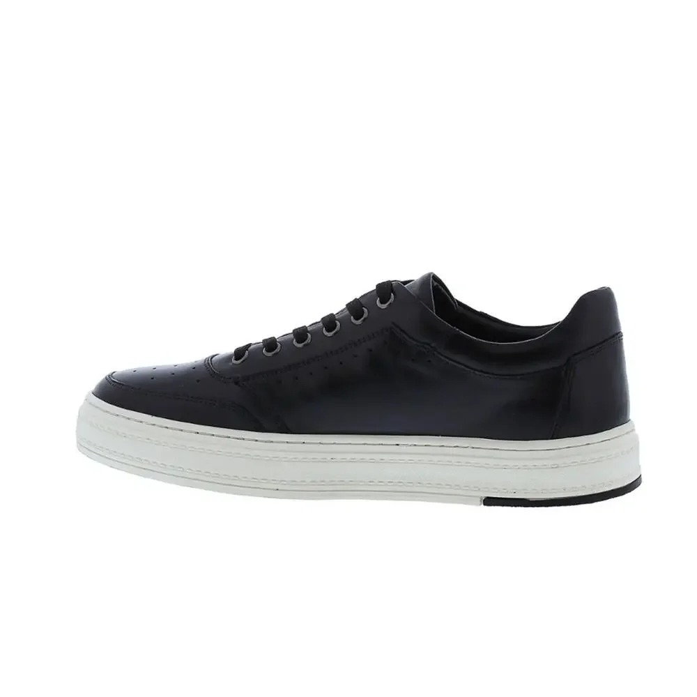 Zanzara Marcus Men Black Sneaker Size 12 Luxury Leather Lace-Up Cushioned New